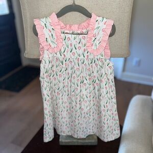 Stitchy Fish Pink Floral Tulip Dress - 3T